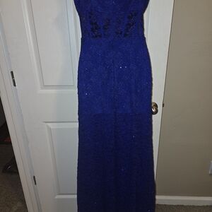 Morgan & Co. Strapless Royal Blue Lace Dress